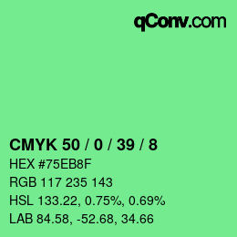 Farbcode: CMYK 50 / 0 / 39 / 8 | qconv.com