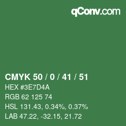 Color code: CMYK 50 / 0 / 41 / 51 | qconv.com