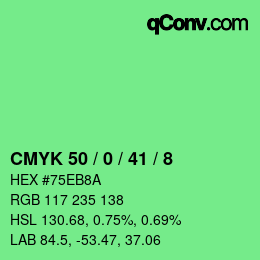 Color code: CMYK 50 / 0 / 41 / 8 | qconv.com