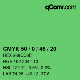 Color code: CMYK 50 / 0 / 46 / 20 | qconv.com