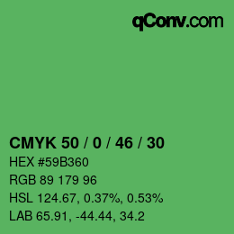 Color code: CMYK 50 / 0 / 46 / 30 | qconv.com