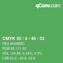 Color code: CMYK 50 / 0 / 46 / 33 | qconv.com