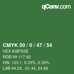 Color code: CMYK 50 / 0 / 47 / 54 | qconv.com