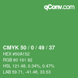 Color code: CMYK 50 / 0 / 49 / 37 | qconv.com