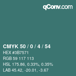 Color code: CMYK 50 / 0 / 4 / 54 | qconv.com