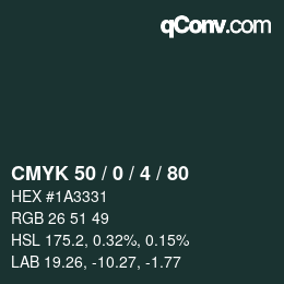 Color code: CMYK 50 / 0 / 4 / 80 | qconv.com