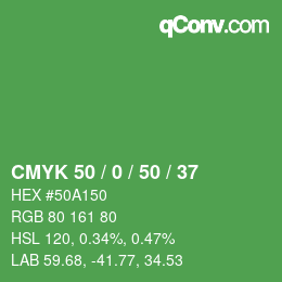 Color code: CMYK 50 / 0 / 50 / 37 | qconv.com