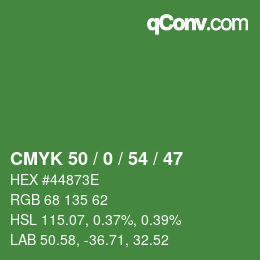 Color code: CMYK 50 / 0 / 54 / 47 | qconv.com