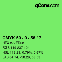 Color code: CMYK 50 / 0 / 56 / 7 | qconv.com