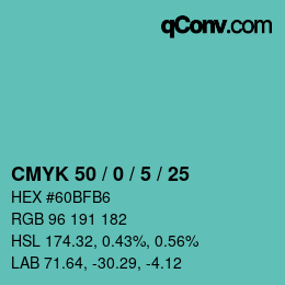 Código de color: CMYK 50 / 0 / 5 / 25 | qconv.com