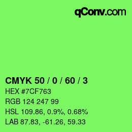 颜色代码: CMYK 50 / 0 / 60 / 3 | qconv.com
