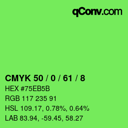 Color code: CMYK 50 / 0 / 61 / 8 | qconv.com