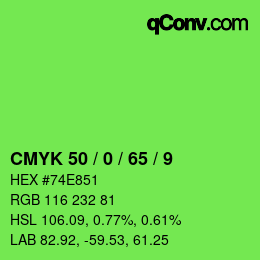 颜色代码: CMYK 50 / 0 / 65 / 9 | qconv.com