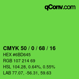 Color code: CMYK 50 / 0 / 68 / 16 | qconv.com