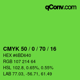 Farbcode: CMYK 50 / 0 / 70 / 16 | qconv.com