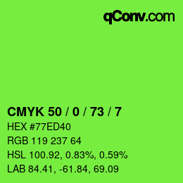 カラーコード: CMYK 50 / 0 / 73 / 7 | qconv.com