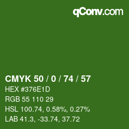 颜色代码: CMYK 50 / 0 / 74 / 57 | qconv.com