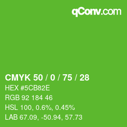 Color code: CMYK 50 / 0 / 75 / 28 | qconv.com