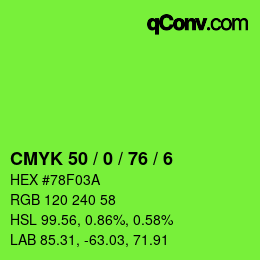 Color code: CMYK 50 / 0 / 76 / 6 | qconv.com