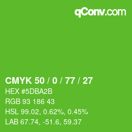 Color code: CMYK 50 / 0 / 77 / 27 | qconv.com