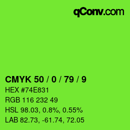 Color code: CMYK 50 / 0 / 79 / 9 | qconv.com