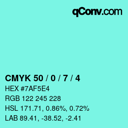 颜色代码: CMYK 50 / 0 / 7 / 4 | qconv.com