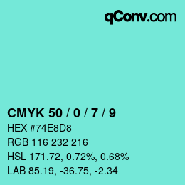 Color code: CMYK 50 / 0 / 7 / 9 | qconv.com