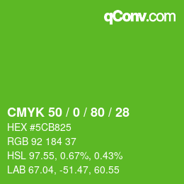 Farbcode: CMYK 50 / 0 / 80 / 28 | qconv.com