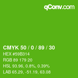 Color code: CMYK 50 / 0 / 89 / 30 | qconv.com