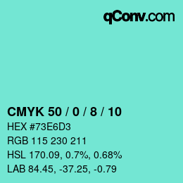 Color code: CMYK 50 / 0 / 8 / 10 | qconv.com