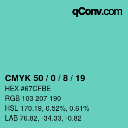 Color code: CMYK 50 / 0 / 8 / 19 | qconv.com