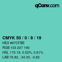 Color code: CMYK 50 / 0 / 8 / 19 | qconv.com