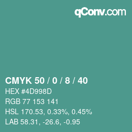 Color code: CMYK 50 / 0 / 8 / 40 | qconv.com