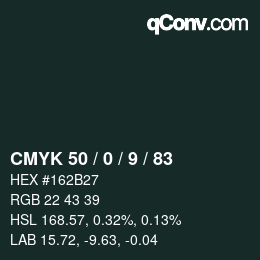 颜色代码: CMYK 50 / 0 / 9 / 83 | qconv.com