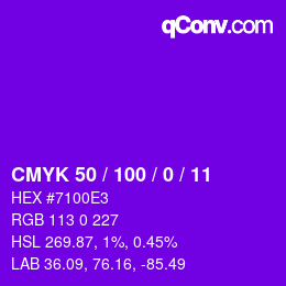 カラーコード: CMYK 50 / 100 / 0 / 11 | qconv.com