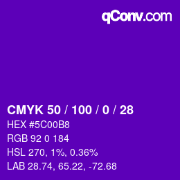 颜色代码: CMYK 50 / 100 / 0 / 28 | qconv.com