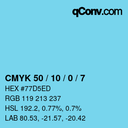 カラーコード: CMYK 50 / 10 / 0 / 7 | qconv.com