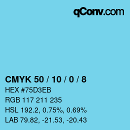 Color code: CMYK 50 / 10 / 0 / 8 | qconv.com
