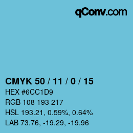 Color code: CMYK 50 / 11 / 0 / 15 | qconv.com