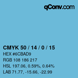 Color code: CMYK 50 / 14 / 0 / 15 | qconv.com