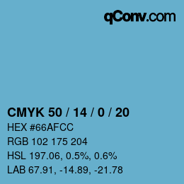 カラーコード: CMYK 50 / 14 / 0 / 20 | qconv.com