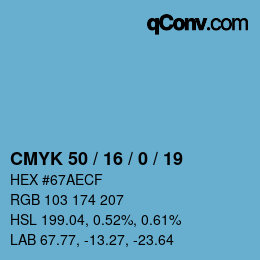 カラーコード: CMYK 50 / 16 / 0 / 19 | qconv.com