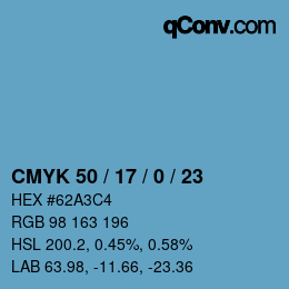 颜色代码: CMYK 50 / 17 / 0 / 23 | qconv.com