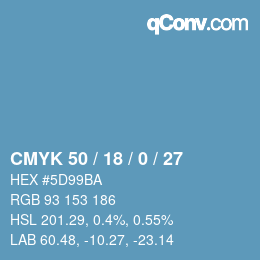 颜色代码: CMYK 50 / 18 / 0 / 27 | qconv.com