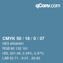 Código de color: CMYK 50 / 18 / 0 / 37 | qconv.com
