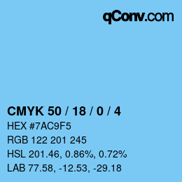 Color code: CMYK 50 / 18 / 0 / 4 | qconv.com