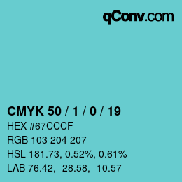 Color code: CMYK 50 / 1 / 0 / 19 | qconv.com