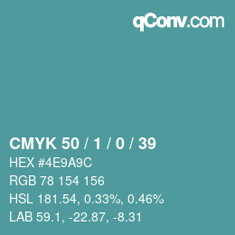 Color code: CMYK 50 / 1 / 0 / 39 | qconv.com