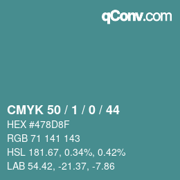 颜色代码: CMYK 50 / 1 / 0 / 44 | qconv.com