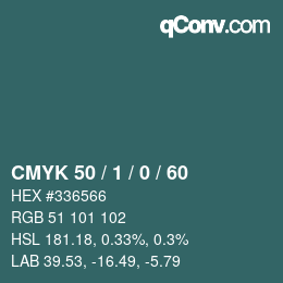 Color code: CMYK 50 / 1 / 0 / 60 | qconv.com